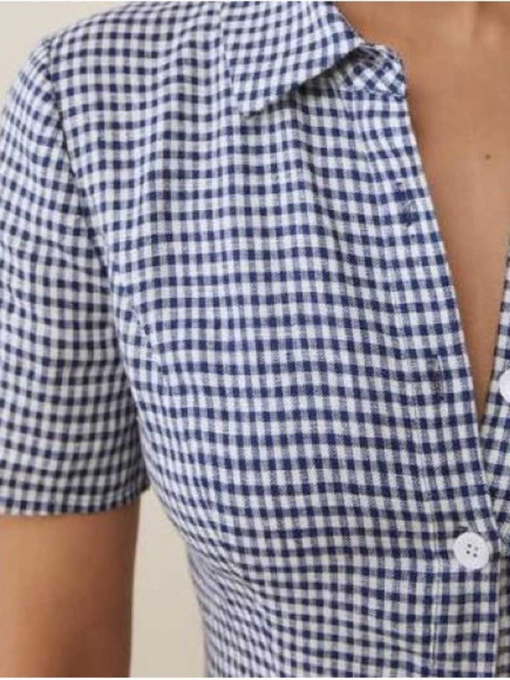 Reformation Marianne Gingham Midi Dress Navy White Size 0 Like New - Picture 6 of 6